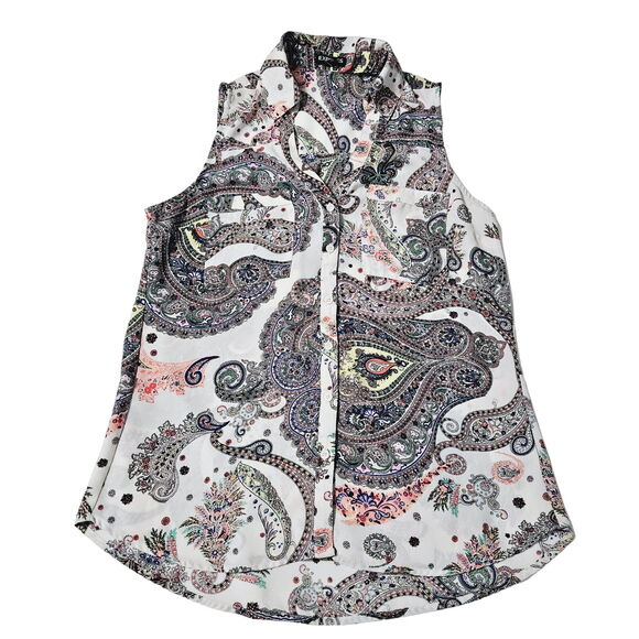 Express Womens Button Down Tank Top Multi-Color Size XS 100% Polyester - Picture 1 of 12